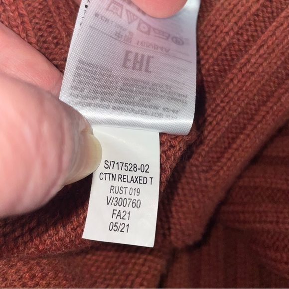 Gap Relaxed Fit Crew Neck Ribbed Hem and Sleeves Rusty Collar Knitted Sweater XS - Picture 7 of 7